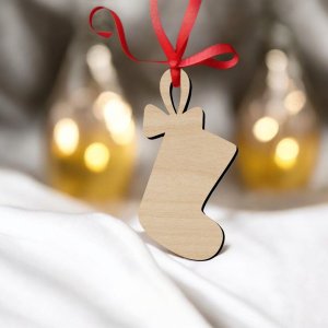 Laser Cut Christmas Stocking Ornament Vector