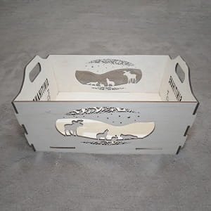 Laser Cut Christmas Storage Basket Box with Handles