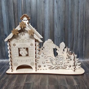 Laser Cut Christmas Theme Tea Bag House Vector