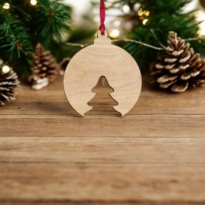 Laser Cut Christmas Tree Bauble Ornament Vector