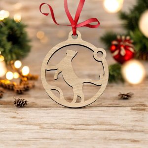 Laser Cut Christmas Tree Cat Ornament Vector