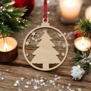 Laser Cut Christmas Tree Decor Ball Bauble Vector