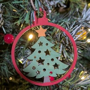Laser Cut Christmas Tree Hanging Ball Ornament