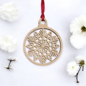 Laser Cut Christmas Tree Ornament Snowflake Bauble Vector