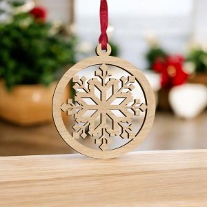 Laser Cut Christmas Tree Snowflake Bauble Ornament Vector