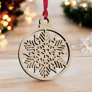 Laser Cut Christmas Tree Snowflake Bauble Vector