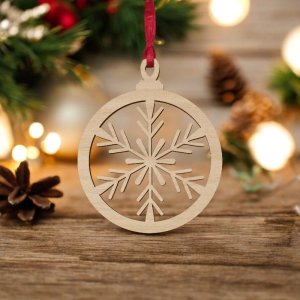 Laser Cut Christmas Tree Wooden Bauble Vector