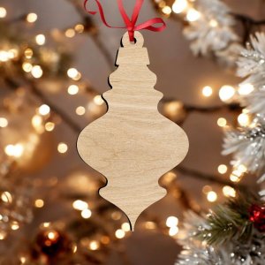 Laser Cut Christmas Wooden Ornament Craft Shape Vector