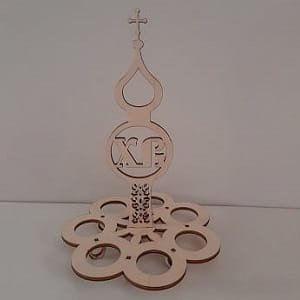 Laser Cut Church Easter Egg Holder – Religious Tabletop Decor