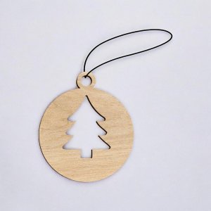 Laser Cut Circle Bauble with Christmas Tree Vector