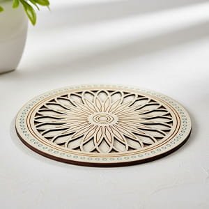 Laser Cut Coaster Set with Stand for Kitchen Home and Office