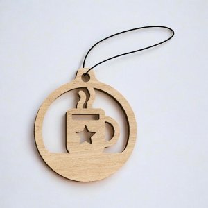 Laser Cut Coffee Cup Christmas Ornament Vector