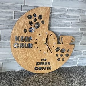 Laser Cut Coffee Themed Wall Clock