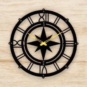 Laser Cut Compass Wall Clock Vector