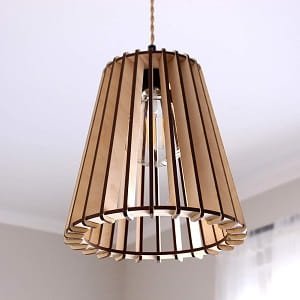 Laser Cut Cone Shaped Wooden Pendant Light