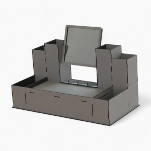 Laser Cut Cosmetic Organizer with Mirror Vector