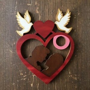 Laser Cut Couple Doves Wood Art Romantic Valentine Day Gift