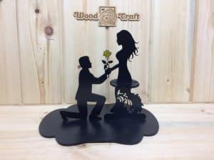 Laser Cut Couple with Proposal Flower Napkin Holder