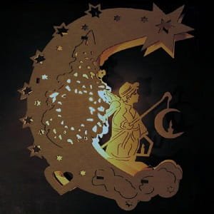 Laser Cut Crescent Moon Christmas Tree Night Light Lamp