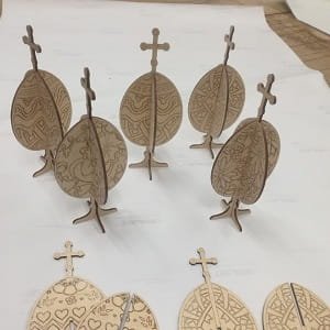 Laser Cut Cross Easter Eggs Tabletop Decorations