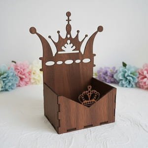 Laser Cut Crown Flower Gift Basket