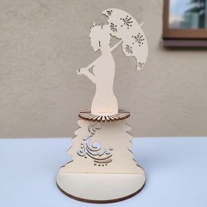 Laser Cut Crown Lady with Umbrella Napkin Holder | Elegant Table Decor