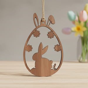 Laser Cut Cute Bunny Egg Hanging Ornament