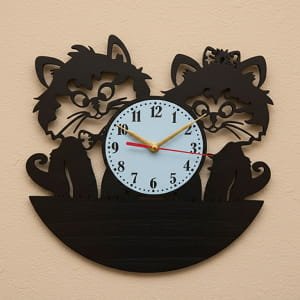 Laser Cut Cute Cats Wall Clock