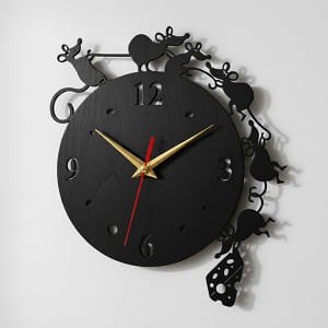 Laser Cut Cute Mouse and Cheese Wall Clock