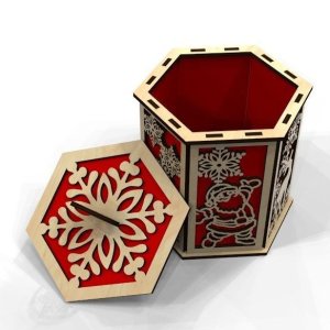 Laser Cut Decorative Christmas Gift Box Vector