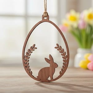 Laser Cut Decorative Easter Bunny Egg Ornament
