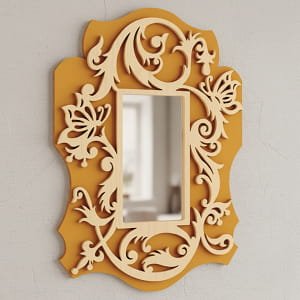 Laser Cut Decorative Floral Mirror and Photo Frame