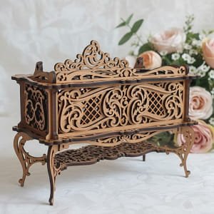 Laser Cut Decorative Jewelry Box with Intricate Design