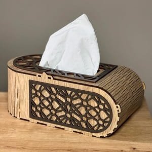 Laser Cut Decorative Living Hinge Tissue Box Cover