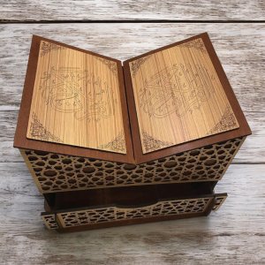 Laser Cut Decorative Quran Box with Rehal Vector