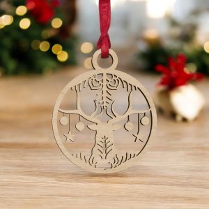 Laser Cut Decorative Reindeer Bauble Vector