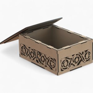 Laser Cut Decorative Swirl Design Gift Box Vector