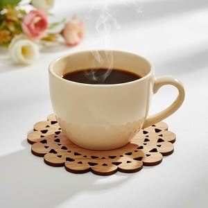 Laser Cut Decorative Tea Cup Coaster