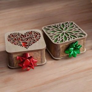 Laser Cut Decorative Wood Gift Box for Her Vector