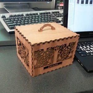 Laser Cut Decorative Wooden Box with Handle On Top