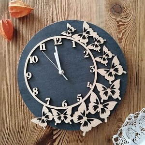 Laser Cut Decorative Wooden Butterflies Wall Clock