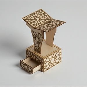 Laser Cut Decorative Wooden Holy Quran Box and Rehal