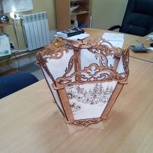 Laser Cut Decorative Wooden Lamp with Acrylic Side Panels