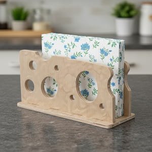Laser Cut Decorative Wooden Napkin Holder for Table
