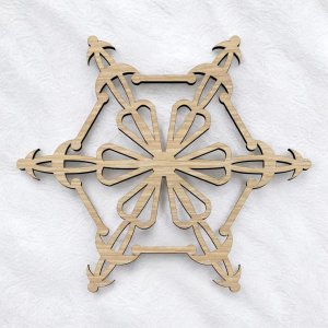 Laser Cut Decorative Wooden Snowflake Cutout for Craft Vector