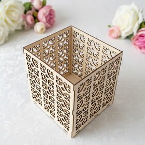 Laser Cut Decorative Wooden Wedding Card Box