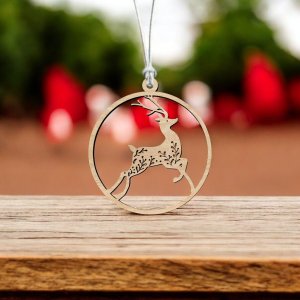 Laser Cut Deer Christmas Bauble Ornament Vector