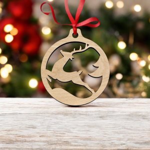 Laser Cut Deer Christmas Bauble Vector