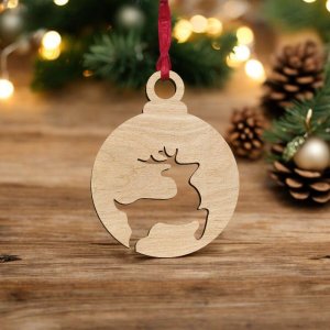 Laser Cut Deer Cutout Christmas Ball Vector
