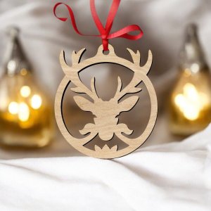 Laser Cut Deer Head Christmas Ornament Vector